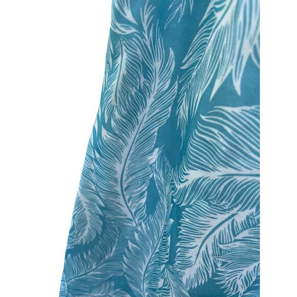 Vintage 60s Polyester Light Blue Feather Allover Print Shift Mini Dress L/XL - Picture 3 of 3